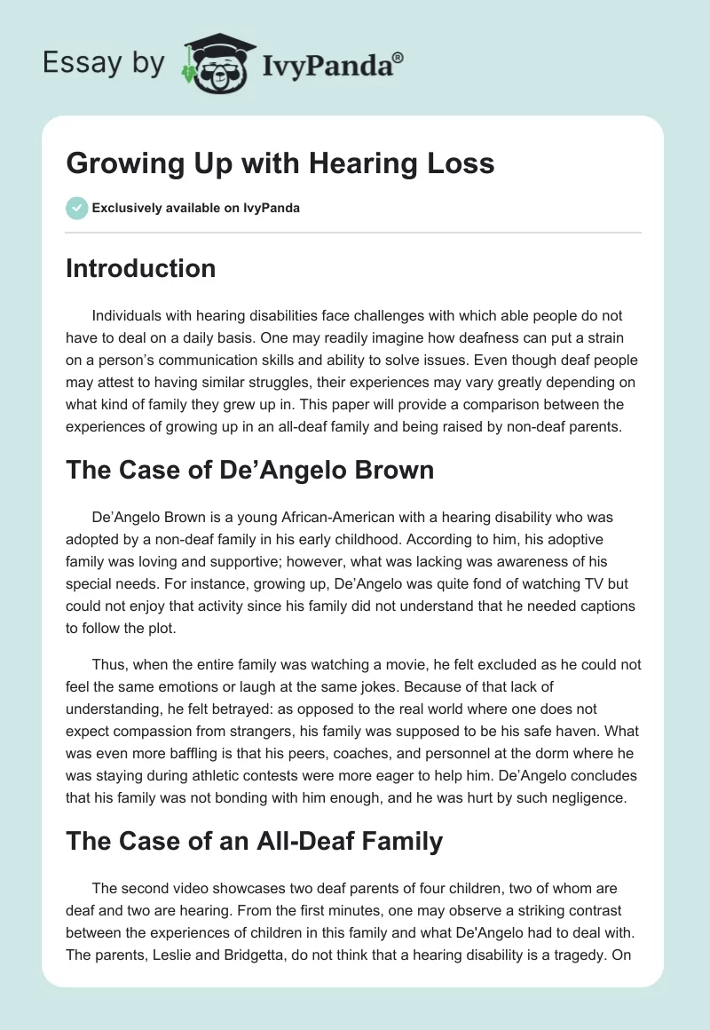 Growing Up with Hearing Loss. Page 1