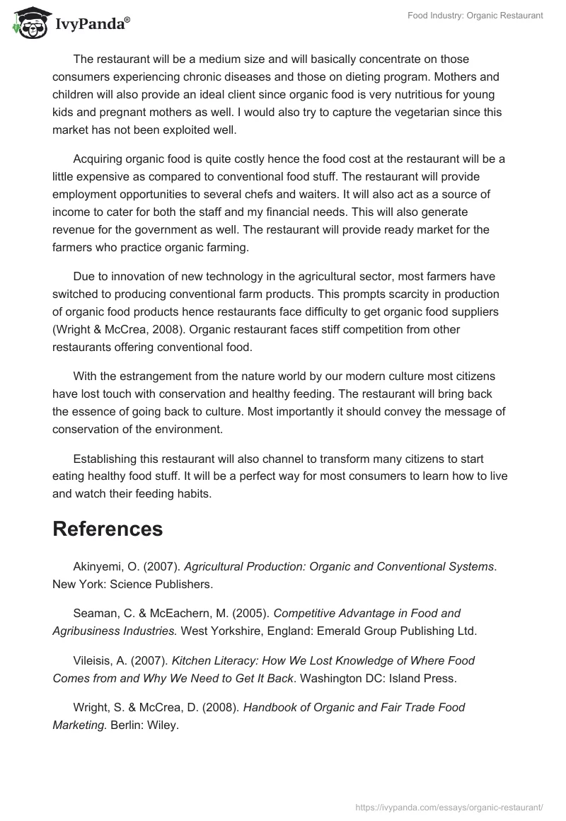 Food Industry: Organic Restaurant. Page 2