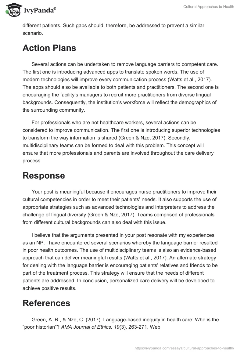 Cultural Approaches to Health. Page 2