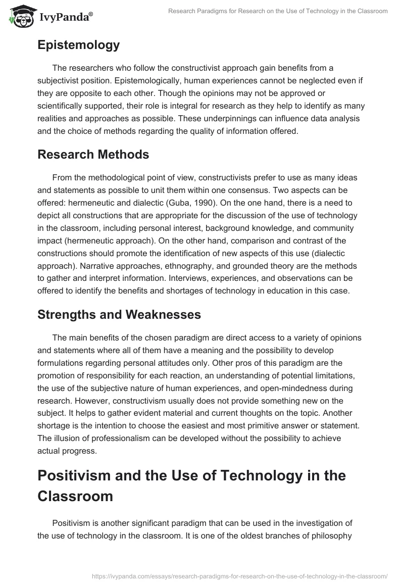 Research Paradigms for Research on the Use of Technology in the Classroom. Page 3