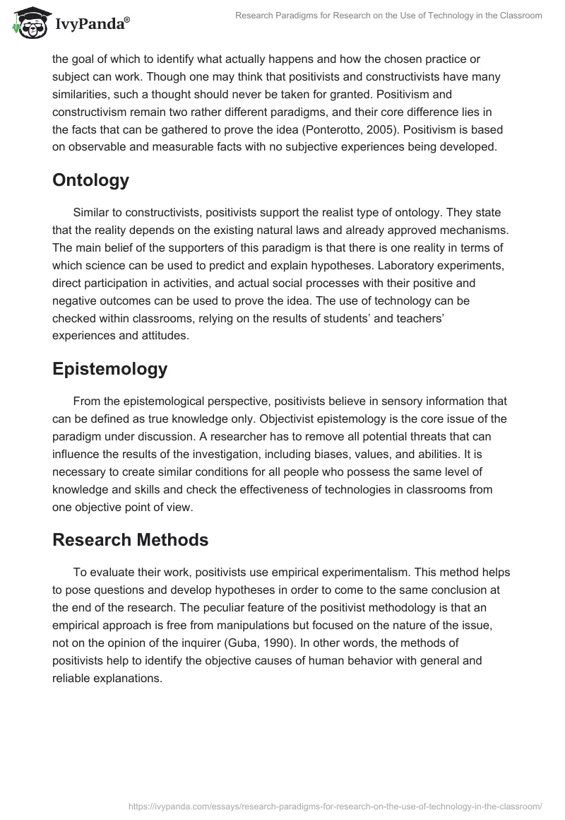 Research Paradigms for Research on the Use of Technology in the Classroom. Page 4