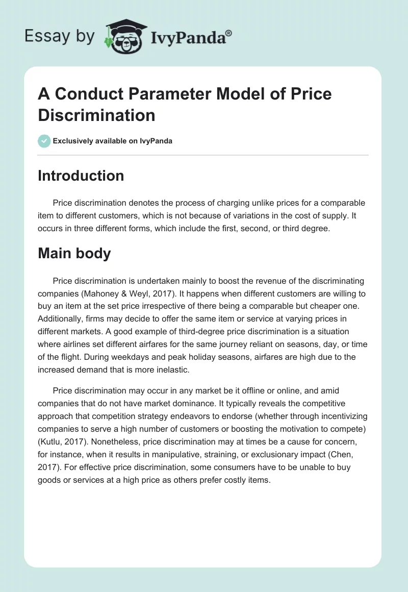 A Conduct Parameter Model of Price Discrimination. Page 1