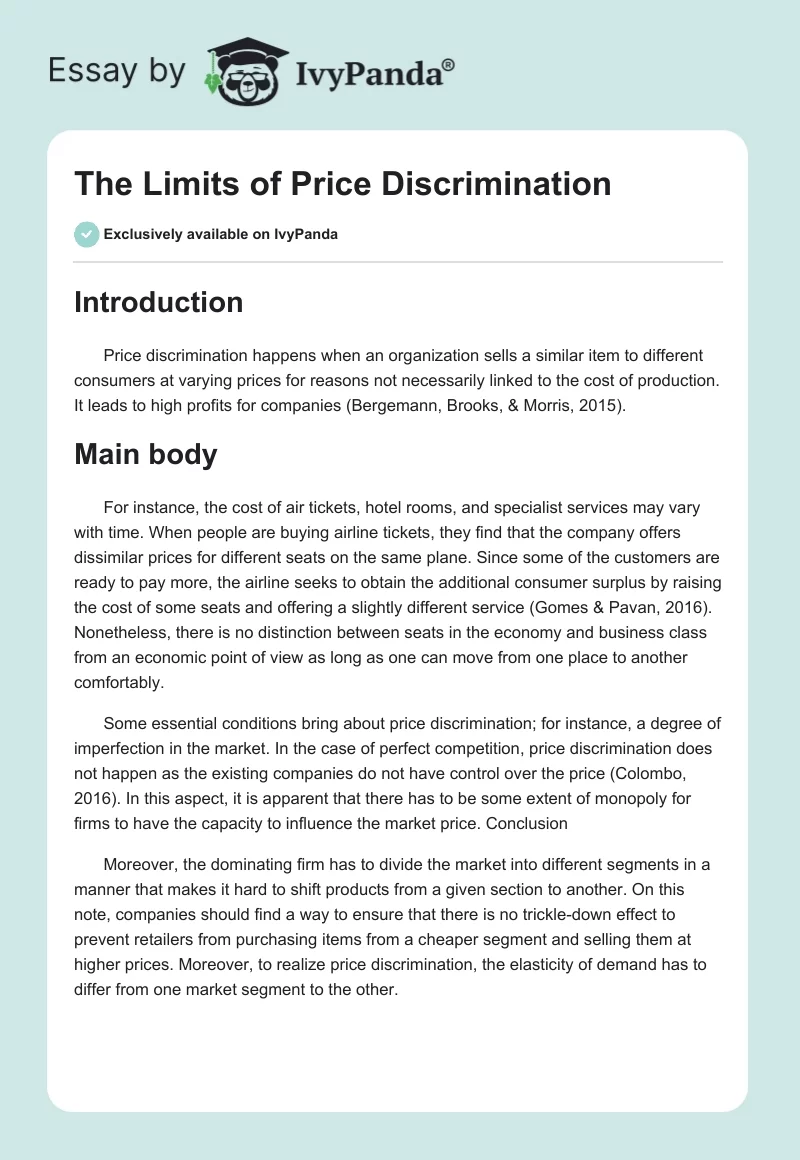 The Limits of Price Discrimination. Page 1
