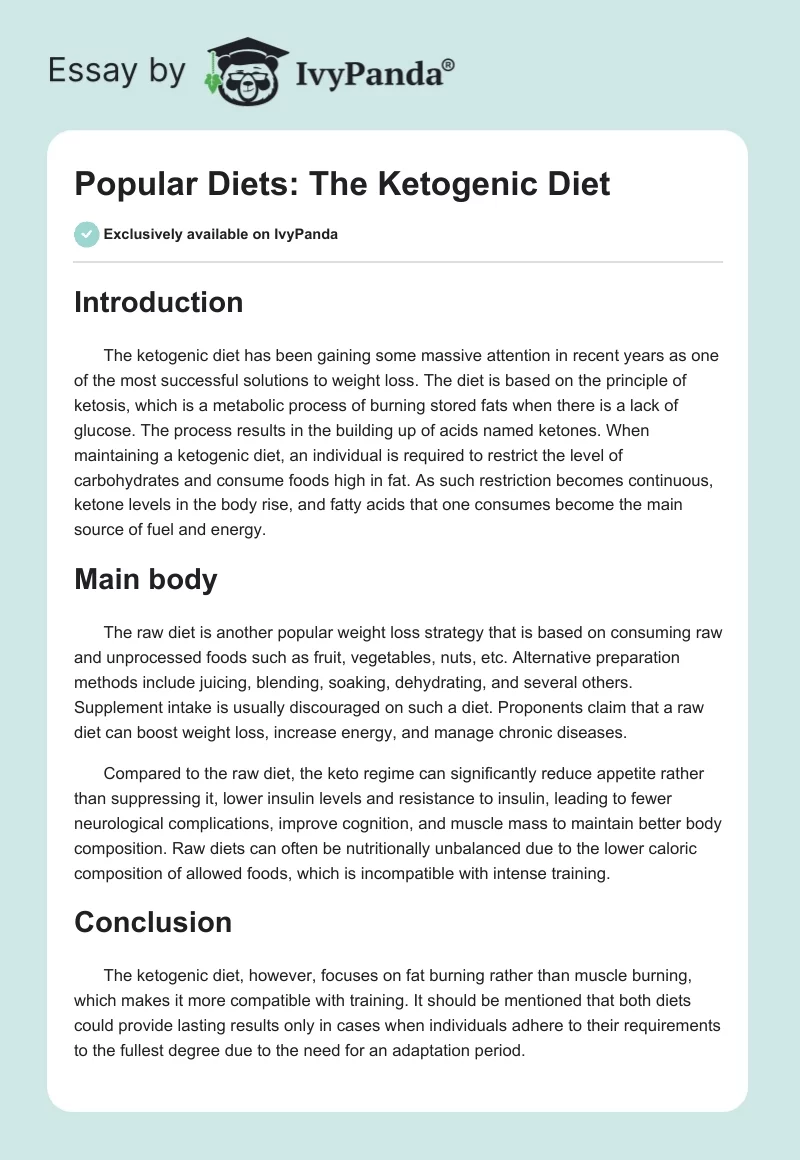 Popular Diets: The Ketogenic Diet. Page 1