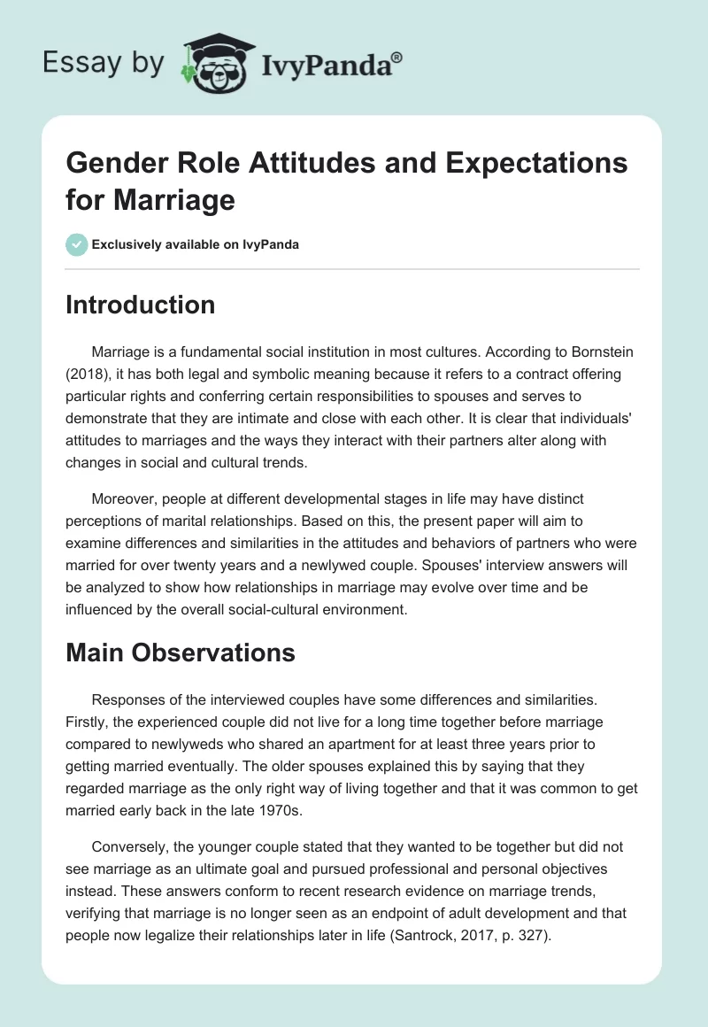 Gender Role Attitudes and Expectations for Marriage. Page 1