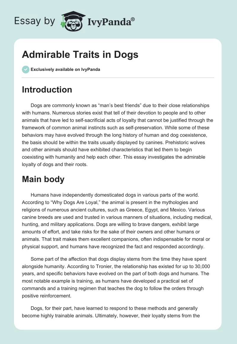 Admirable Traits in Dogs. Page 1