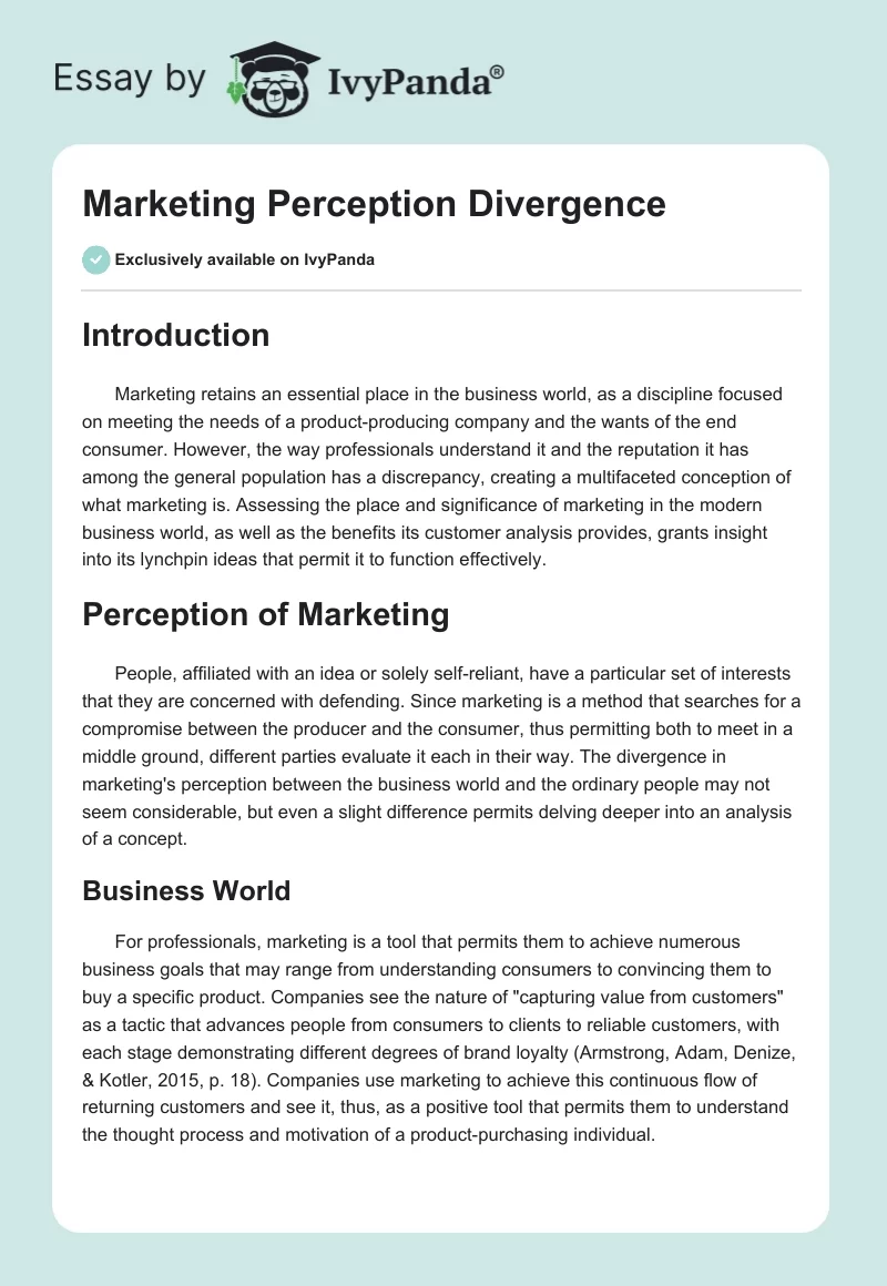 Marketing Perception Divergence. Page 1