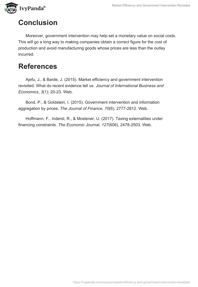 Market Efficiency and Government Intervention Revisited. Page 2
