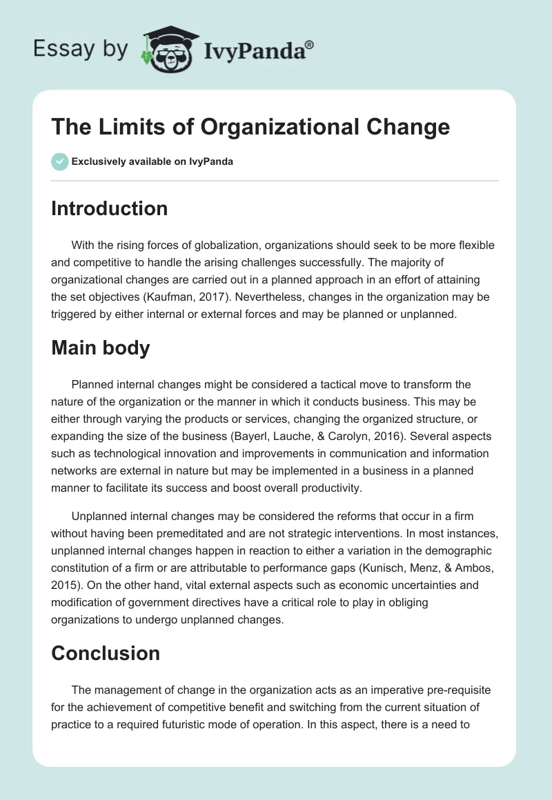 The Limits of Organizational Change. Page 1