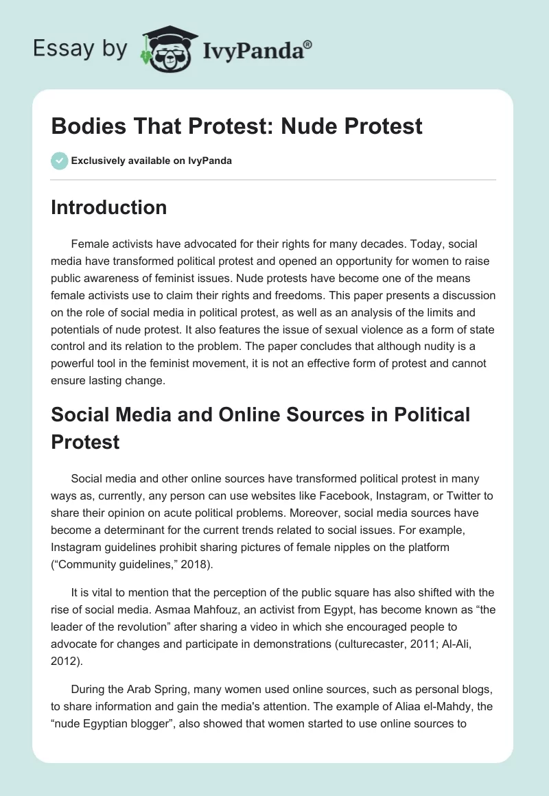 Bodies That Protest: Nude Protest. Page 1