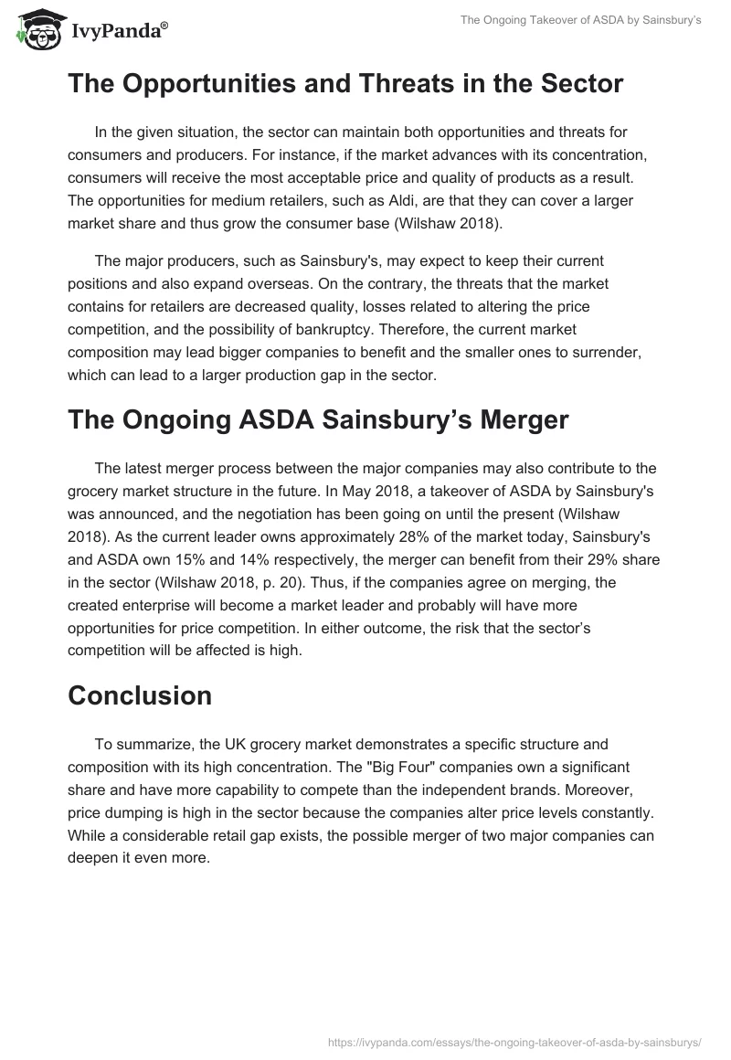 The Ongoing Takeover of ASDA by Sainsbury’s. Page 2