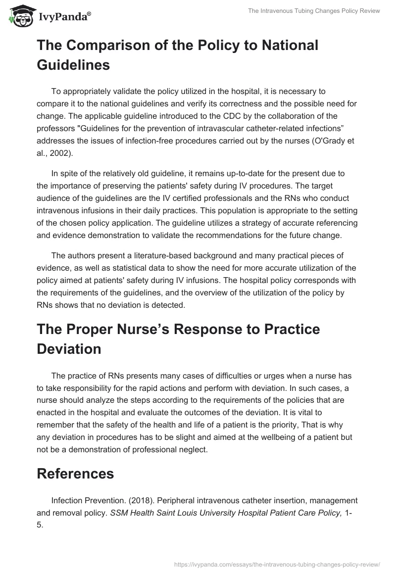 The Intravenous Tubing Changes Policy Review. Page 2