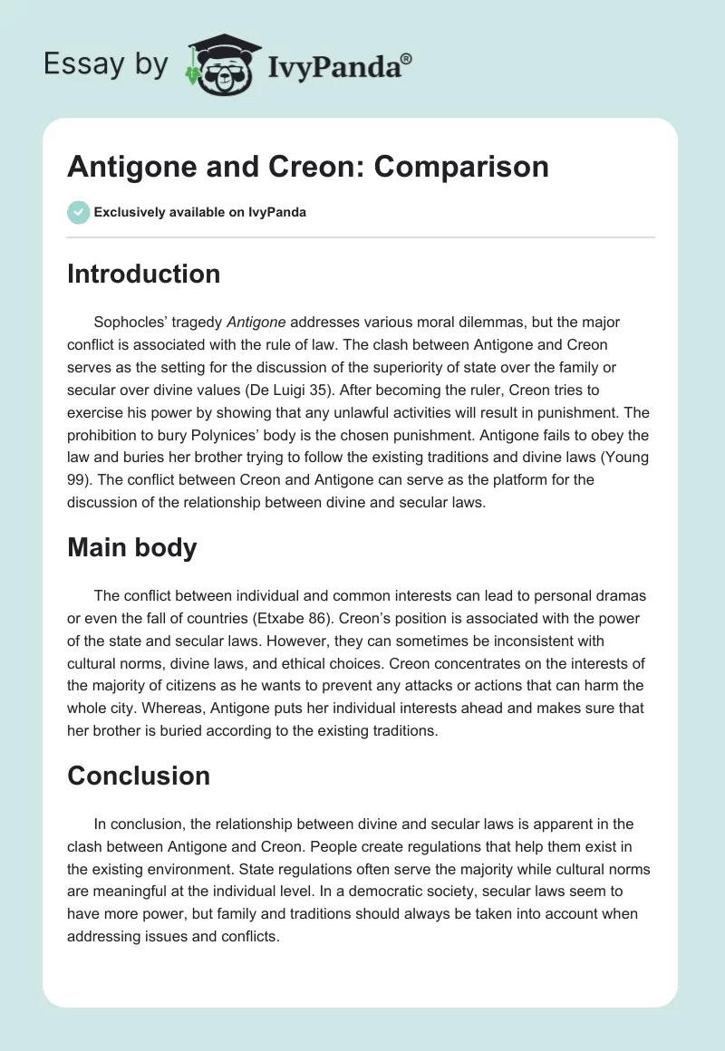 Antigone and Creon: Comparison. Page 1