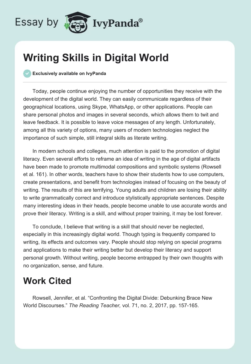 Writing Skills in Digital World. Page 1