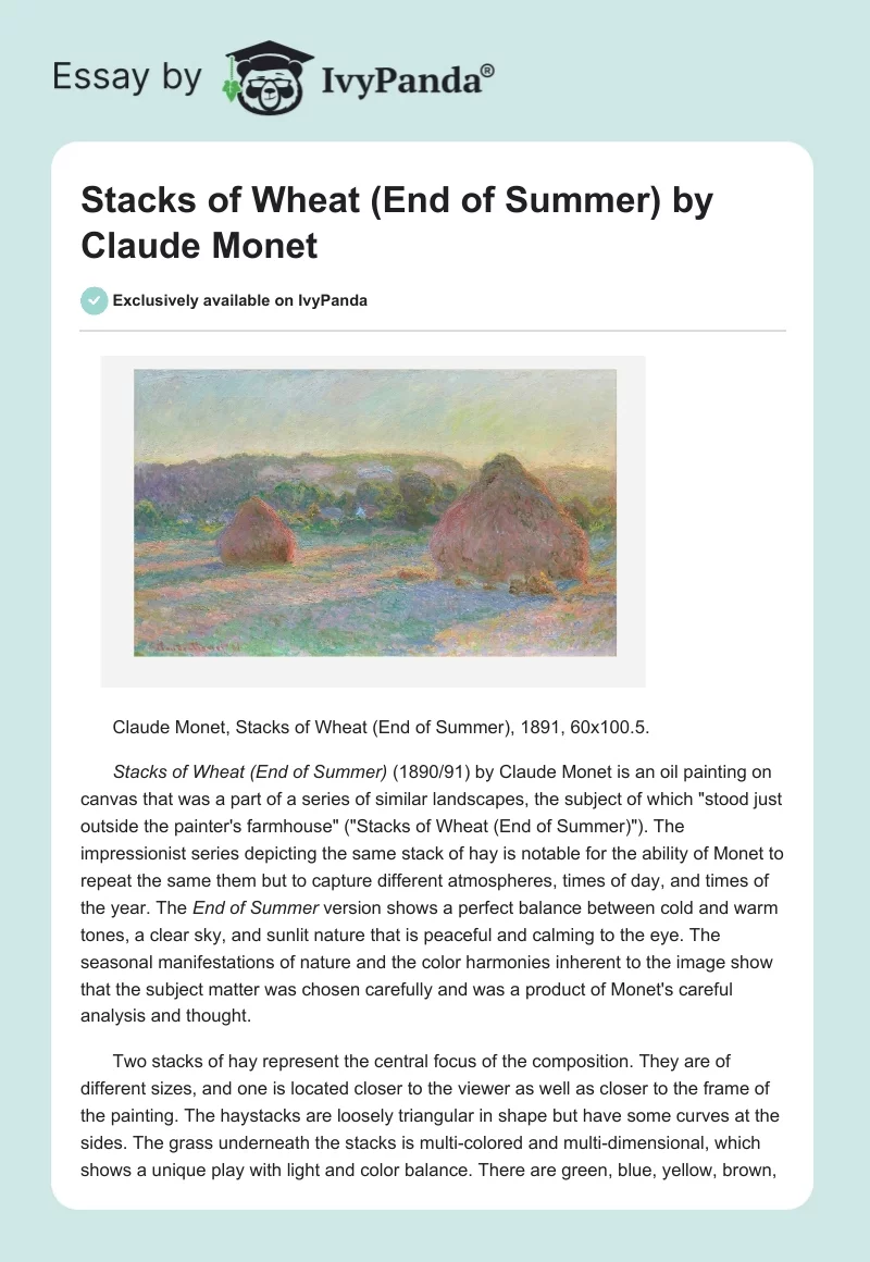 "Stacks of Wheat (End of Summer)" by Claude Monet. Page 1