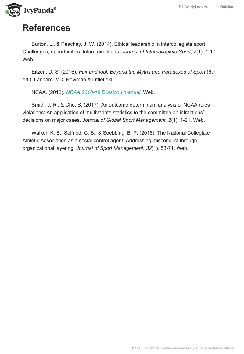NCAA Bylaws Potential Violation. Page 4