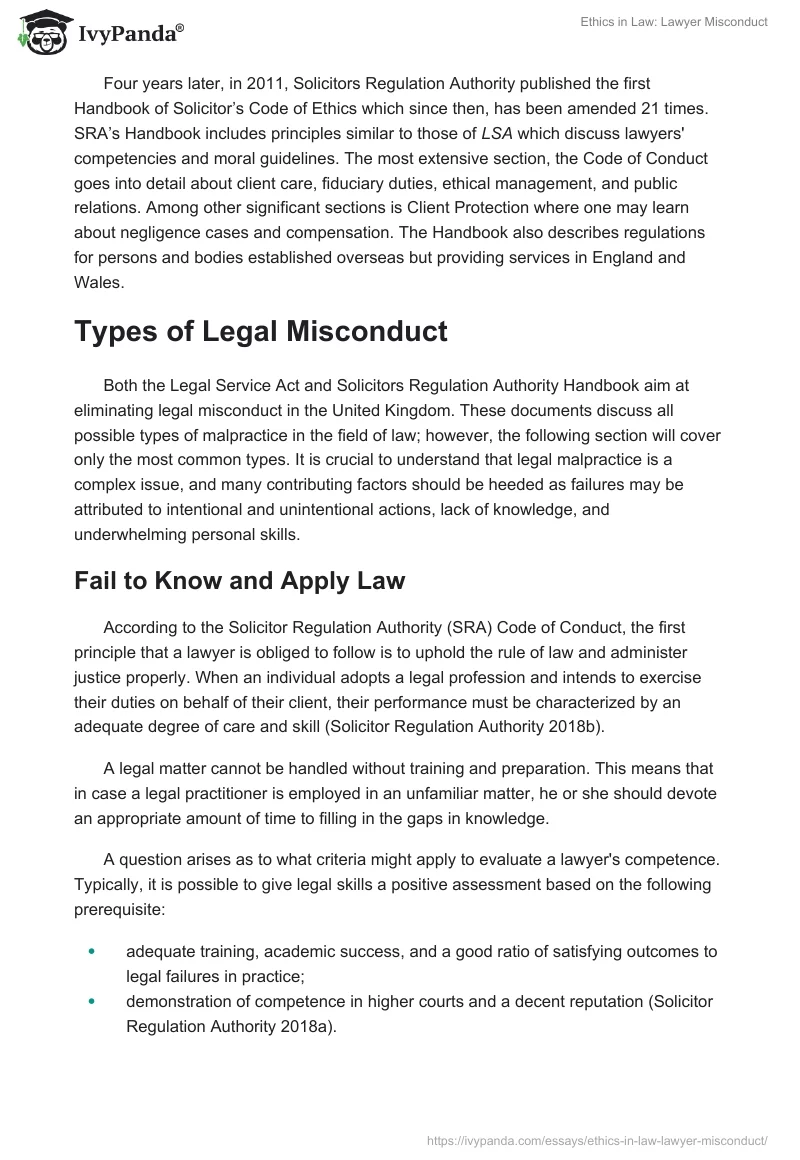 Ethics in Law: Lawyer Misconduct. Page 2