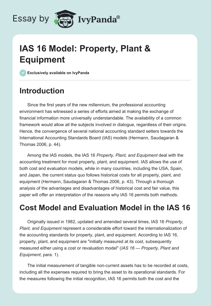 IAS 16 Model: Property, Plant & Equipment. Page 1