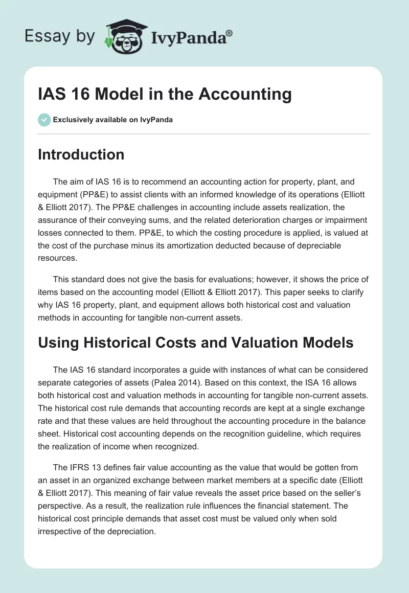 IAS 16 Model in the Accounting. Page 1