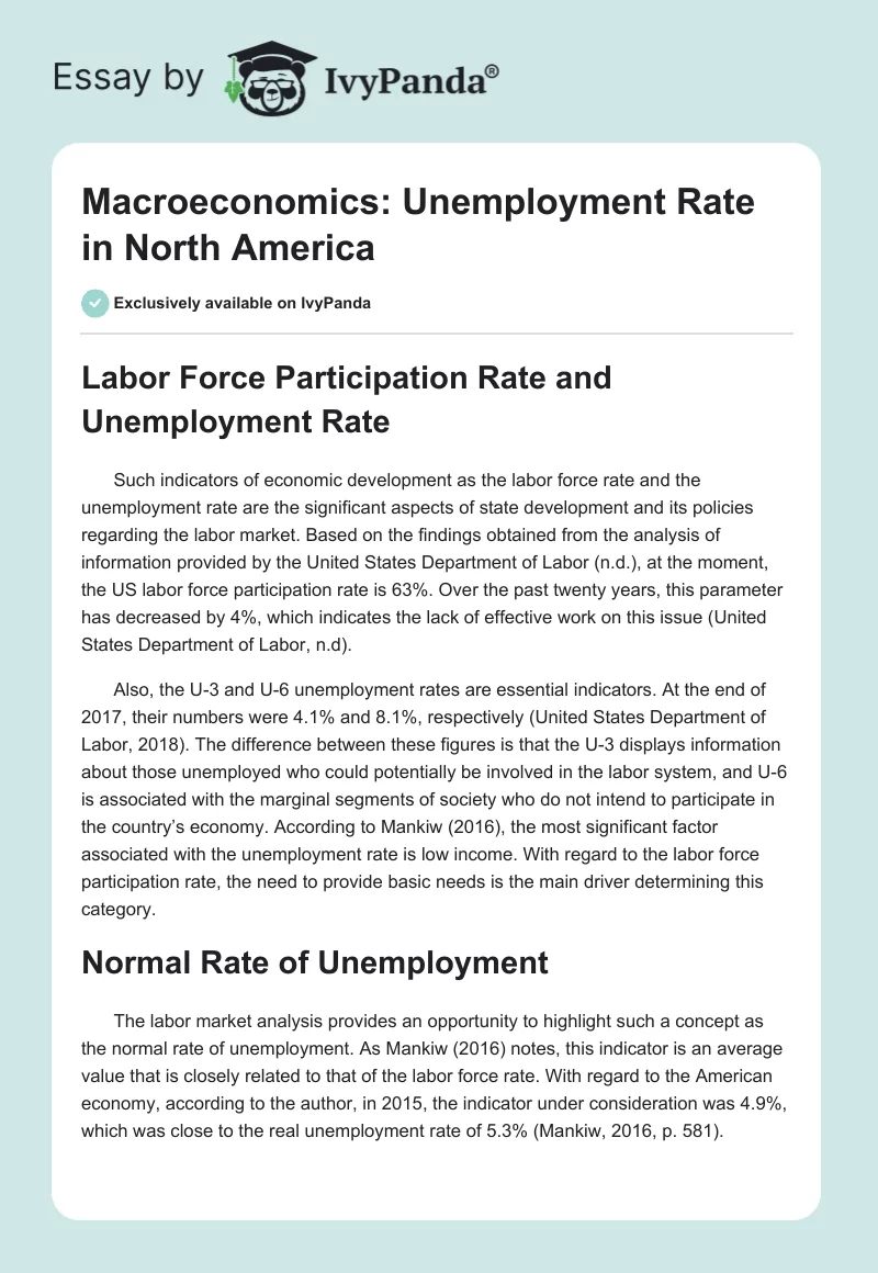 Macroeconomics: Unemployment Rate in North America. Page 1