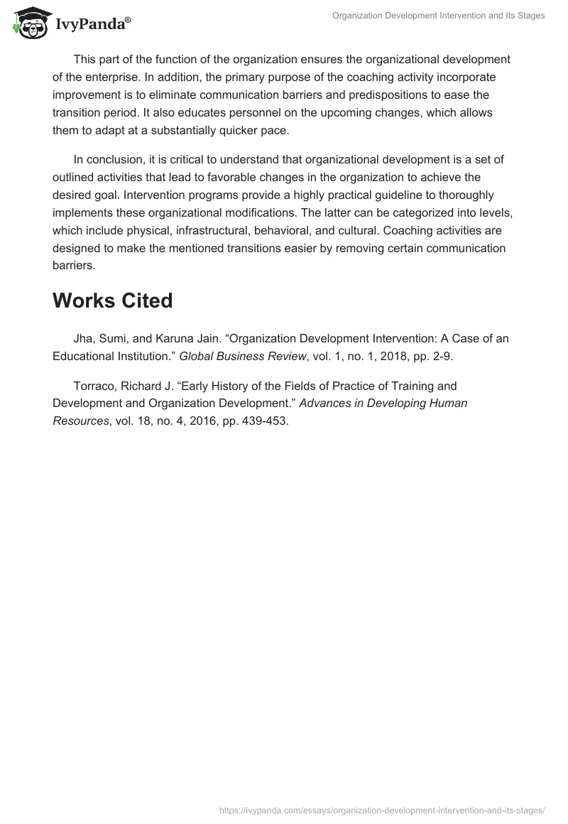 Organization Development Intervention and Its Stages. Page 3