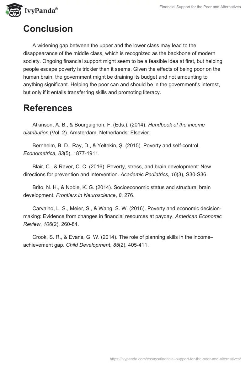 Financial Support for the Poor and Alternatives. Page 2
