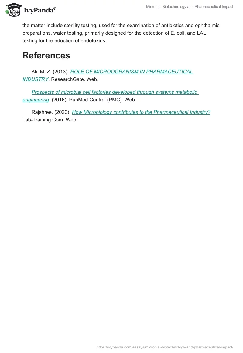 Microbial Biotechnology and Pharmaceutical Impact. Page 2