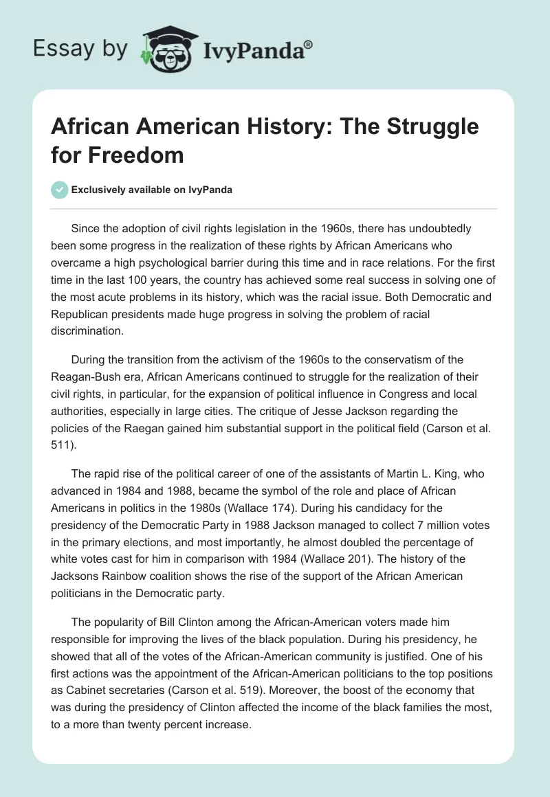 African American History: The Struggle for Freedom. Page 1