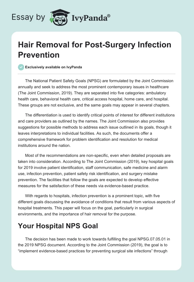 Hair Removal for Post-Surgery Infection Prevention. Page 1