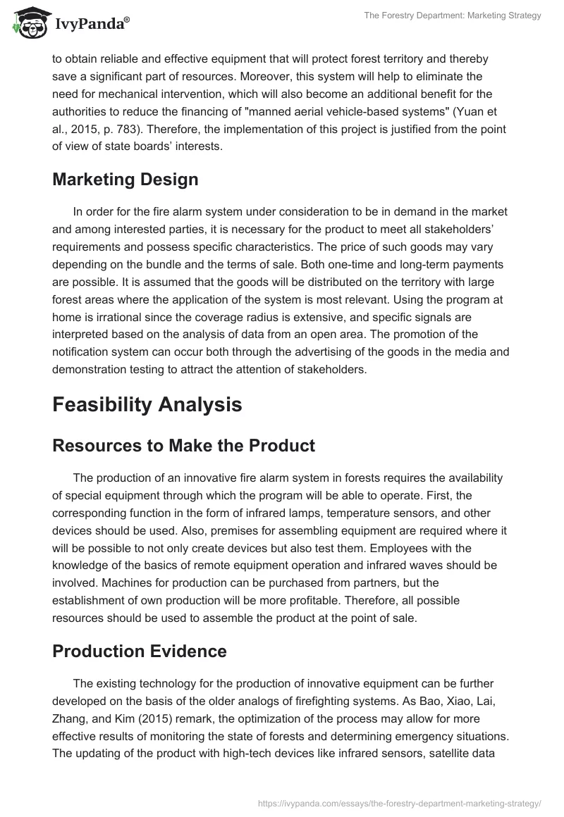 The Forestry Department: Marketing Strategy. Page 2