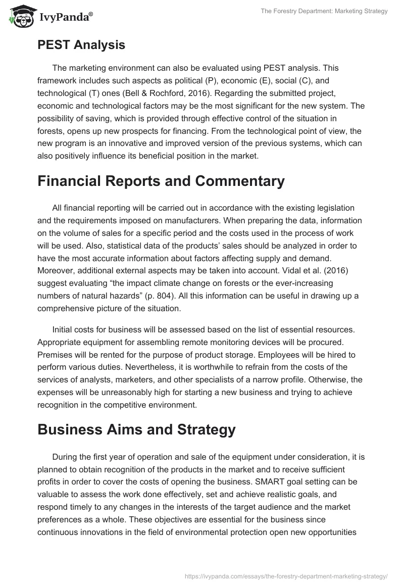 The Forestry Department: Marketing Strategy. Page 4