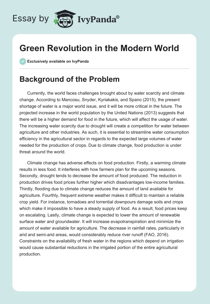Green Revolution in the Modern World. Page 1