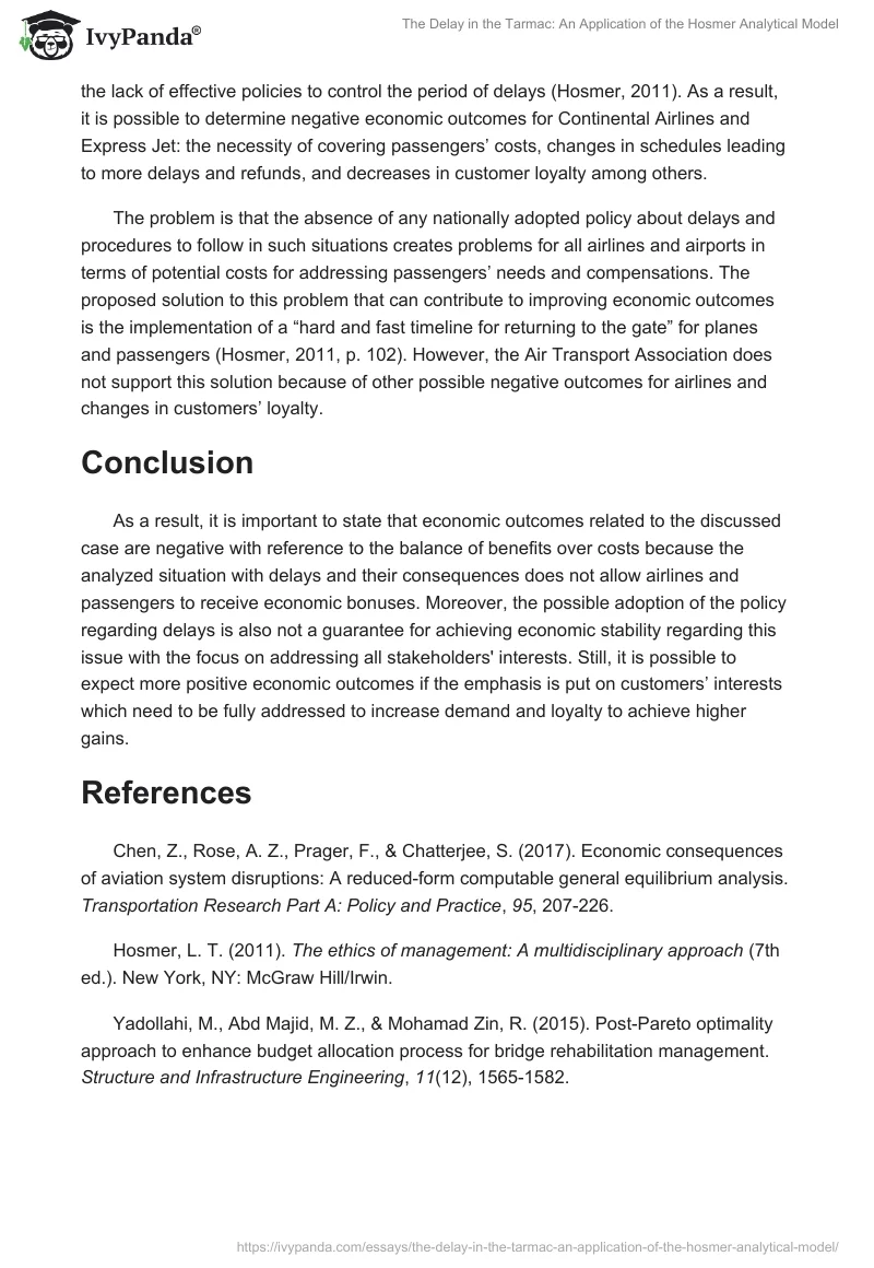 The Delay in the Tarmac: An Application of the Hosmer Analytical Model. Page 2
