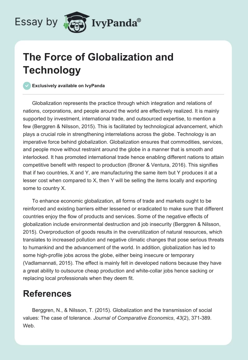 The Force of Globalization and Technology. Page 1