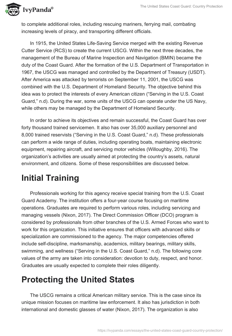 The United States Coast Guard: Country Protection. Page 2