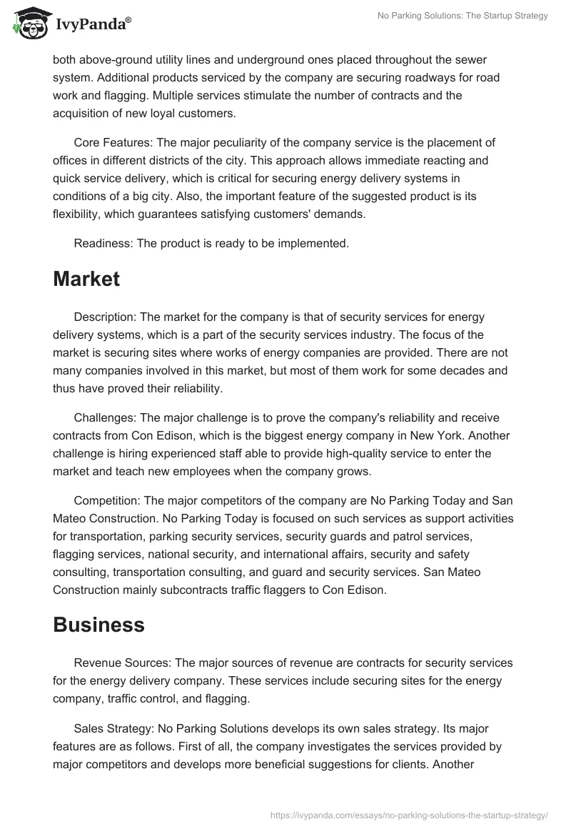 No Parking Solutions: The Startup Strategy. Page 3
