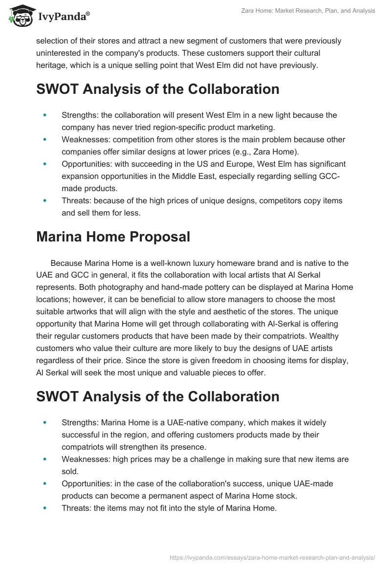 Zara Home: Market Research, Plan, and Analysis. Page 2