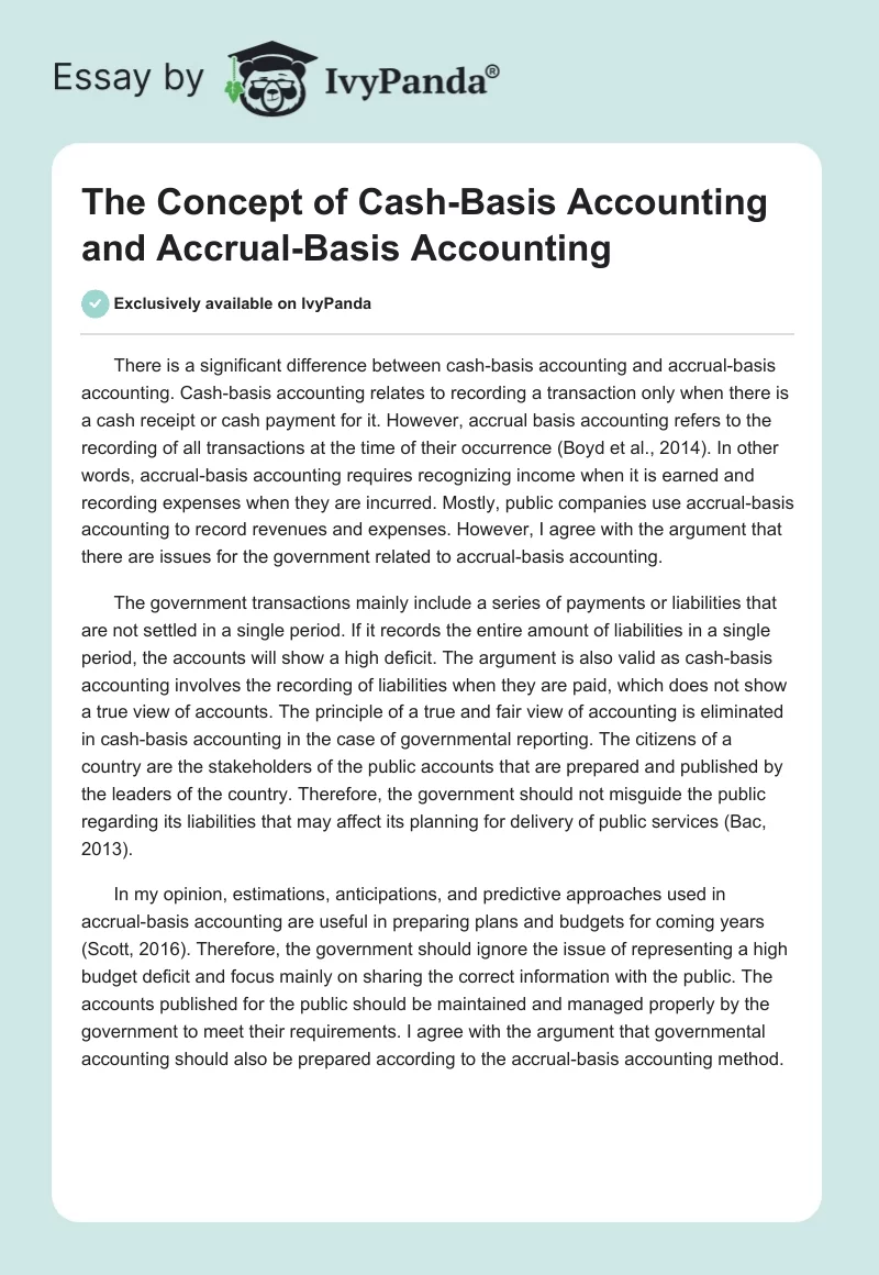 The Concept of Cash-Basis Accounting and Accrual-Basis Accounting. Page 1