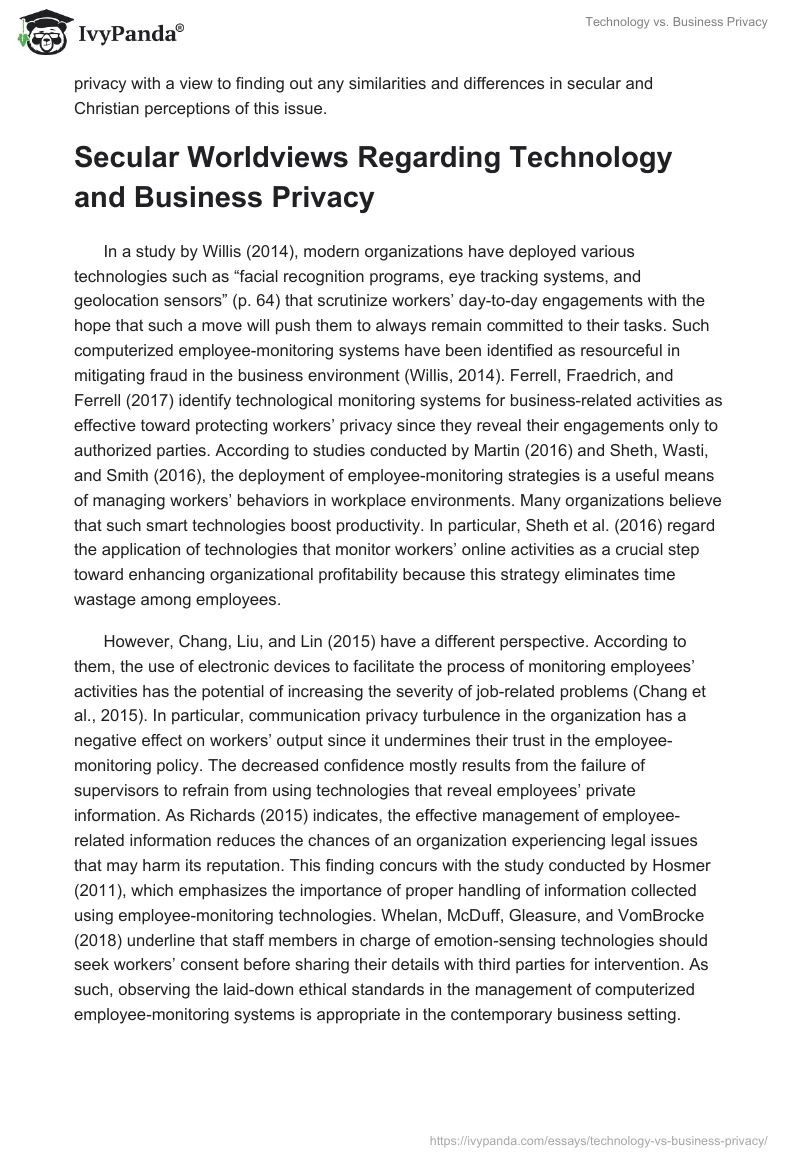 Technology vs. Business Privacy. Page 2
