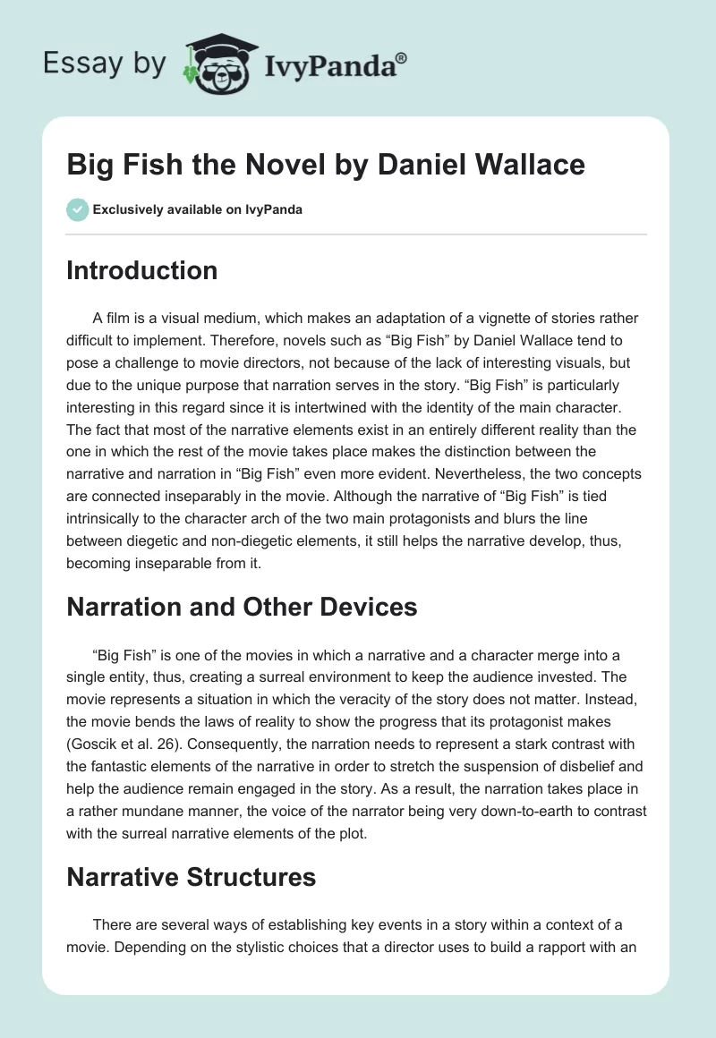 "Big Fish" the Novel by Daniel Wallace. Page 1