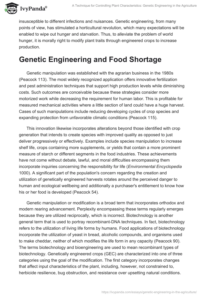A Technique for Controlling Plant Characteristics: Genetic Engineering in the Agriculture. Page 2
