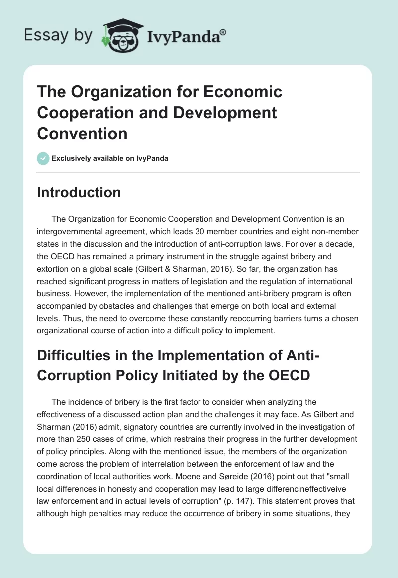 The Organization for Economic Cooperation and Development Convention. Page 1