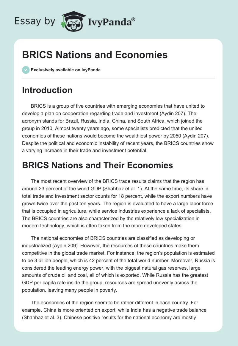 BRICS Nations and Economies. Page 1