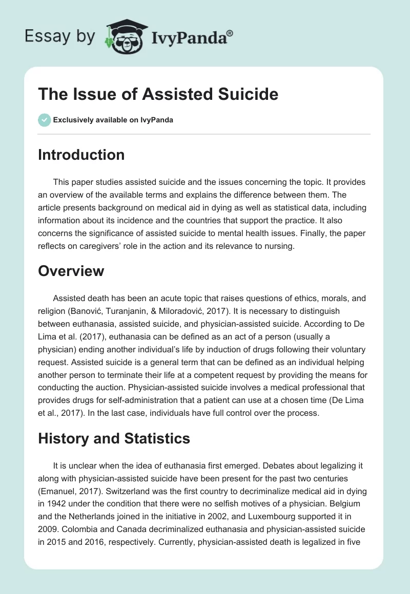 The Issue of Assisted Suicide. Page 1