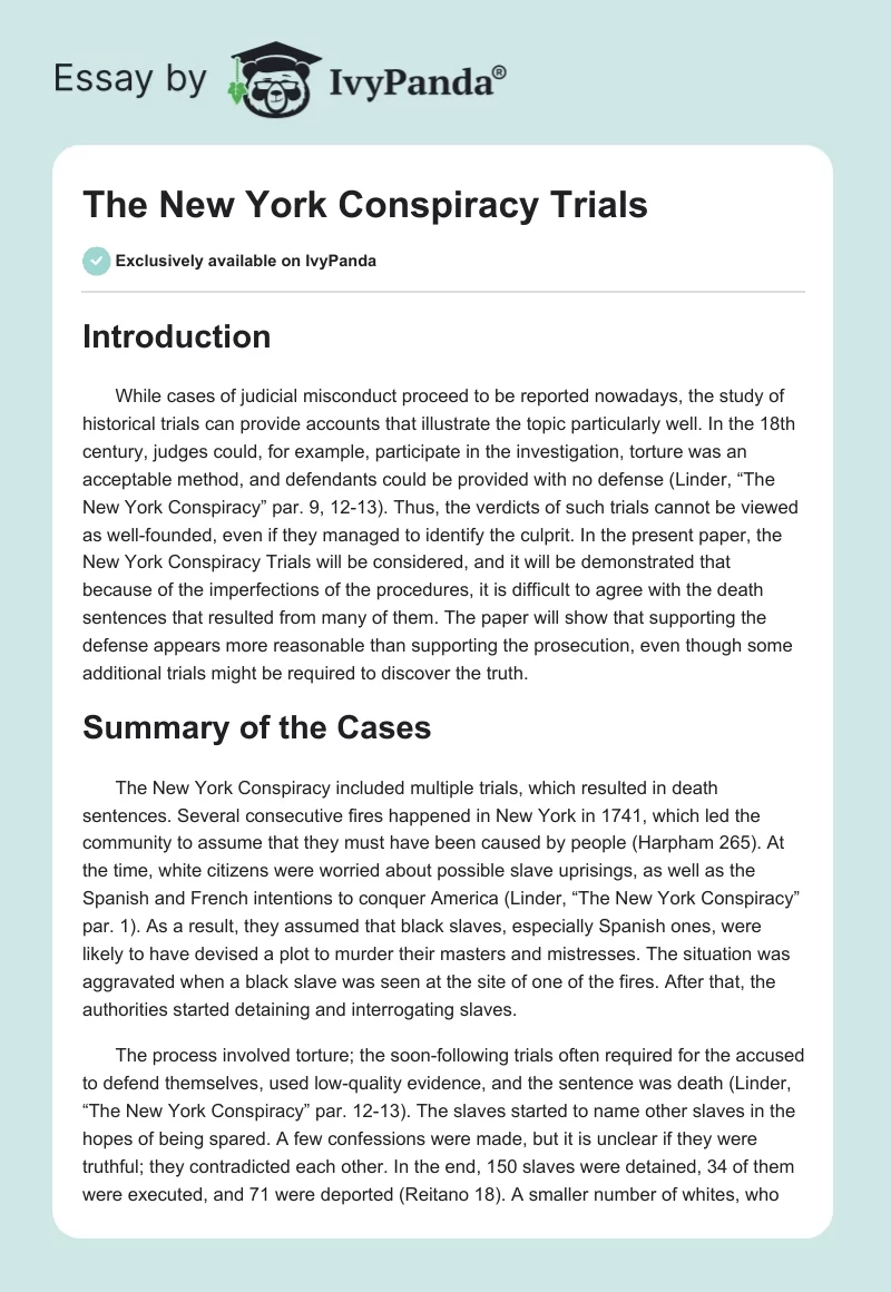 The New York Conspiracy Trials. Page 1