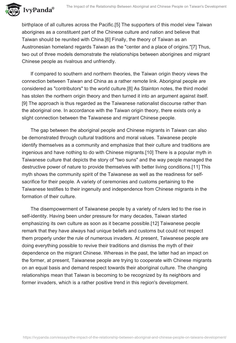 The Impact of the Relationship Between Aboriginal and Chinese People on Taiwan's Development. Page 2