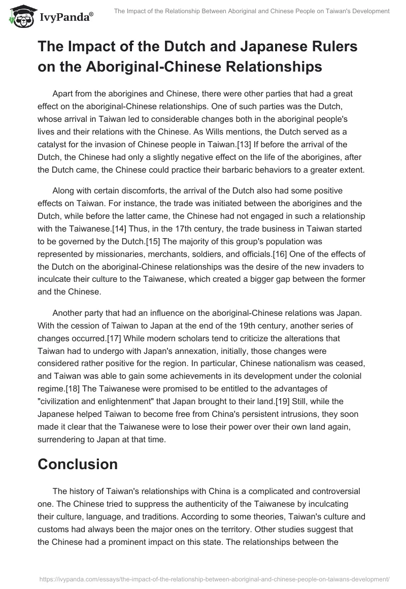 The Impact of the Relationship Between Aboriginal and Chinese People on Taiwan's Development. Page 3