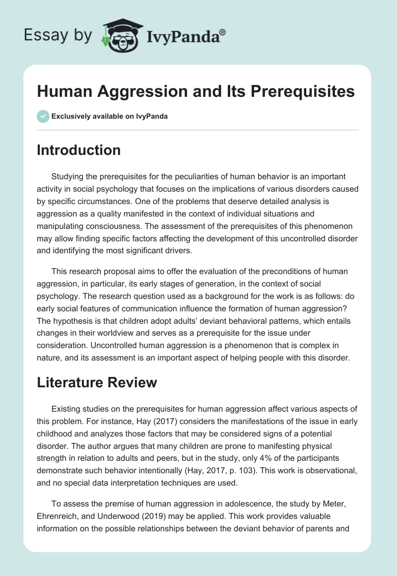 Human Aggression and Its Prerequisites. Page 1