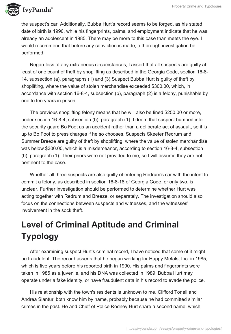 Property Crime and Typologies. Page 2