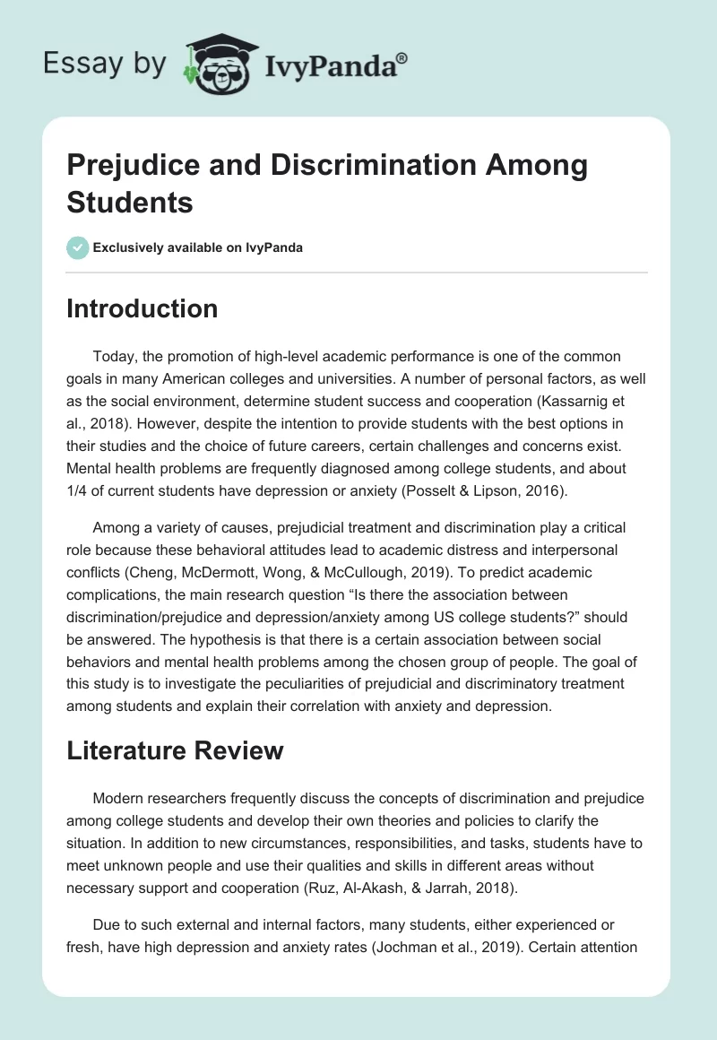 Prejudice and Discrimination Among Students. Page 1